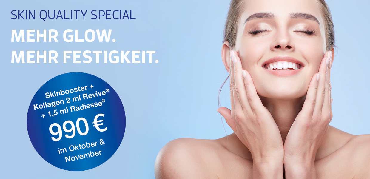 Lächelndes Gesicht einer Frau zu Skinbooster & Kollagen-Special in Frankfurt
